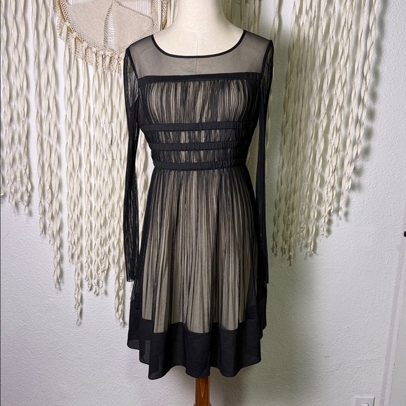 Twin-Set Dresses & Skirts - Twinset by Simona Barbieri Black Mesh Long Sleeve Mini Dress Size Small